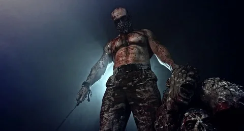 Zombie killer with a crossbow. Stock Footage 70935801