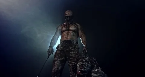 Zombie killer with a crossbow. Stock Footage 70936968