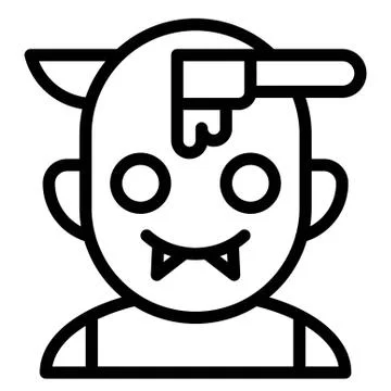 Zombie with knife through the head avatar, Halloween costume vector icon Stock Illustration