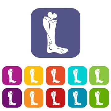 Zombie leg icons set flat Stock-Illustration