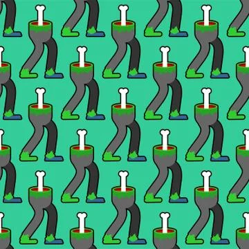 Zombie legs pattern seamless. Green feet of dead man background. Vector textu 스톡 일러스트
