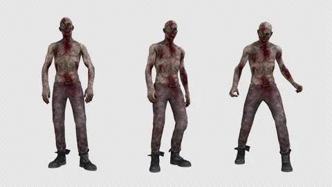 Zombie loops – 3d render looped with alpha channel. Stock Footage 279142599