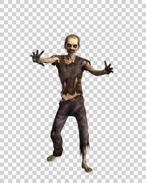 Zombie man walking towards the camera with arms reaching forward. 3d illustra Stock Illustration