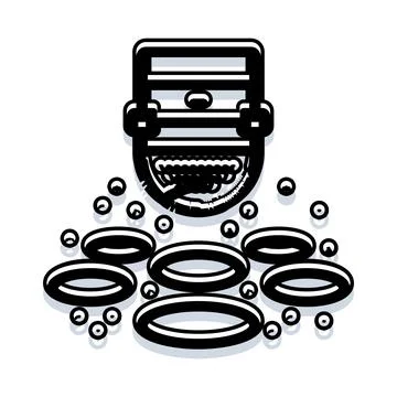 Zombie monster face chasing coins or rings 스톡 일러스트