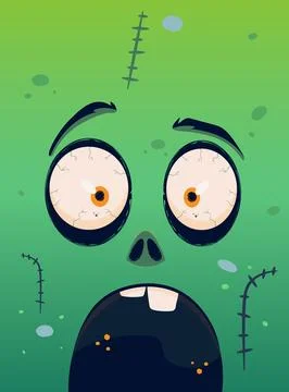 Zombie monster face poster. Stock Illustration