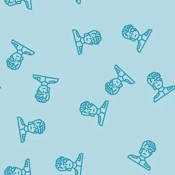 Zombie monster line vector seamless pattern Stock Illustration