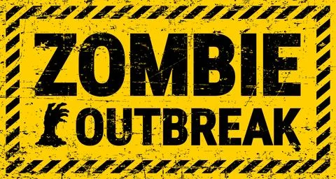 Zombie monster outbreak warning caution, Halloween Stock Illustration