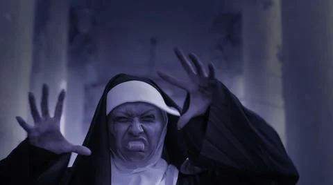 zombie nun. devilish woman in nun costum... | Stock Video | Pond5