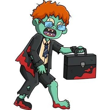 Zombie Office Worker Cartoon Colored Clipart 스톡 일러스트