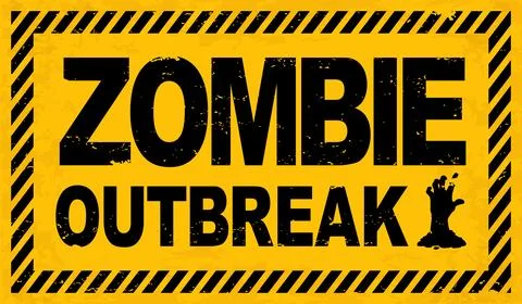 Zombie outbreak warning caution, Halloween monster Stock Illustration