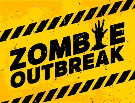 Zombie outbreak warning caution, Halloween banner Stock Illustration