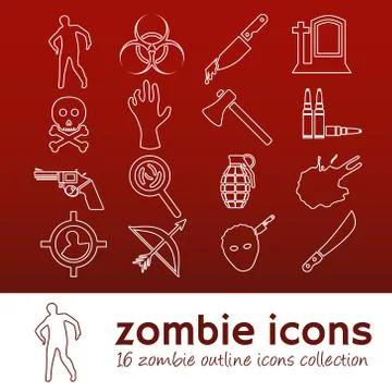 Zombie outline icons Stock Illustration
