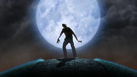 Zombie Over Moonlight Stock Footage 95449800
