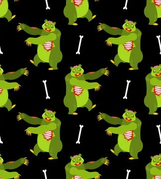 Zombie panda pattern seamless. Zombi chinese bear background. Beast revived d Illustrazione stock