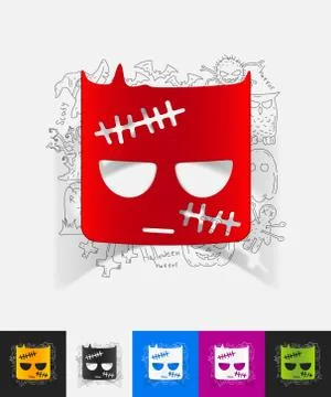 Zombie paper sticker with hand drawn elements Stock Illustration