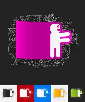 Zombie paper sticker with hand drawn elements Illustrazione stock