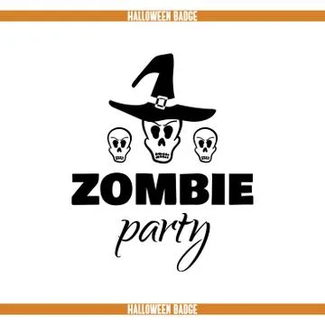 Zombie Party Skulls Badge Stock Illustration