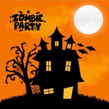 Zombie Party typography design vector Stock Illustration