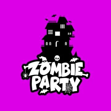 Zombie Party typography design vector Stock Illustration