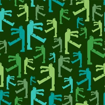 Zombie pattern seamless. Dead man monster walks background. Stock Illustration