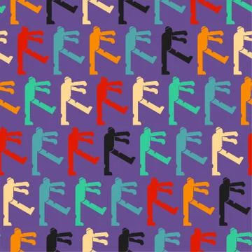 Zombie pattern seamless. Dead man monster walks background. 스톡 일러스트