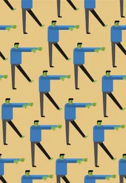 Zombie pattern seamless. Green dead man background. vector illustration 스톡 일러스트