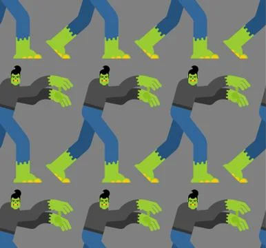 Zombie pattern seamless. Zombies background. Undead texture Stock Illustration