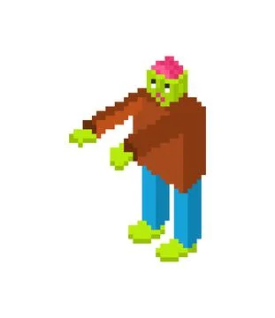 Zombie pixel art. 8 bit Dead man monster. pixelated zombi Vector illustration Ilustración de archivo