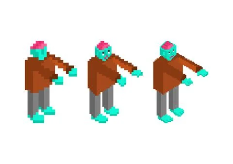 Zombie pixel art. 8 bit Dead man monster. pixelated zombi Vector illustration Ilustración de archivo