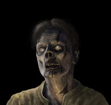 Zombie Portrait on black Stock Illustration