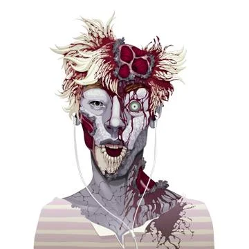 Zombie portrait Stock Illustration
