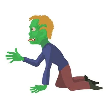 Zombie pulls his hand icon, cartoon style Stock Illustration