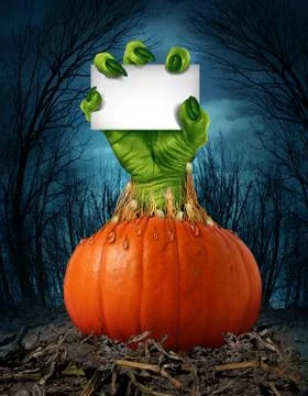 Zombie pumpkin sign Stock Illustration