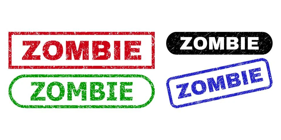 ZOMBIE Rectangle Watermarks Using Distress Texture Stock Illustration
