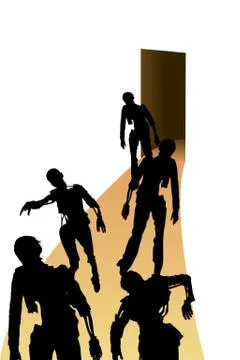 Zombie on road Stock Illustration