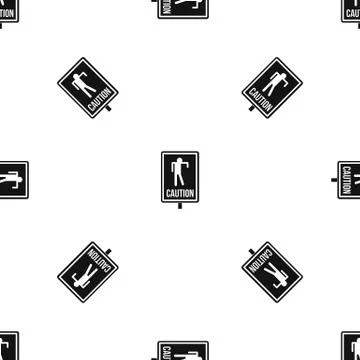 Zombie road sign pattern seamless black Illustrazione stock