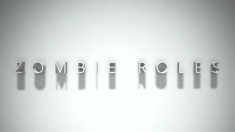 Zombie roles 3D title animation white text on a white background Stock Footage 299426035