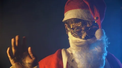 Zombie Santa on dark background Stock-Footage 89147008