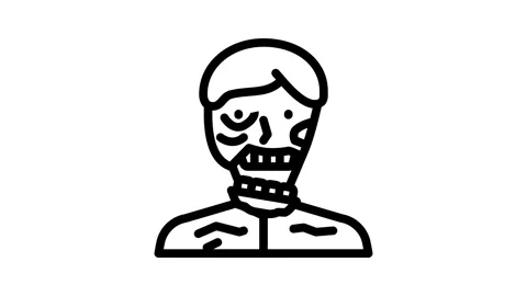 Zombie scary line icon animation Stock Footage 326766475