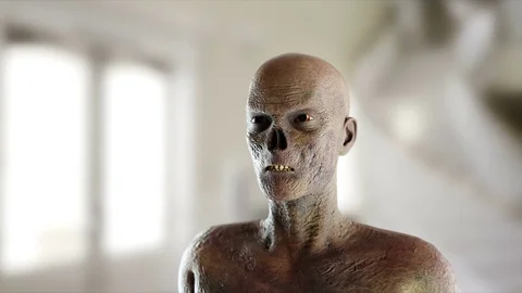 Zombie screaming. Close up. Realistic face 4K animation. Stock Footage 72176758