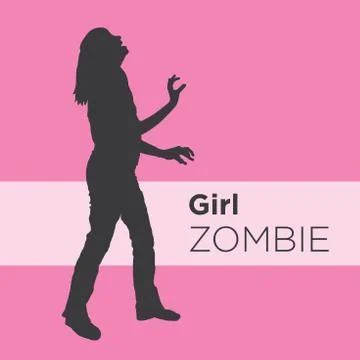 Zombie Silhouette side view images Stock Illustration
