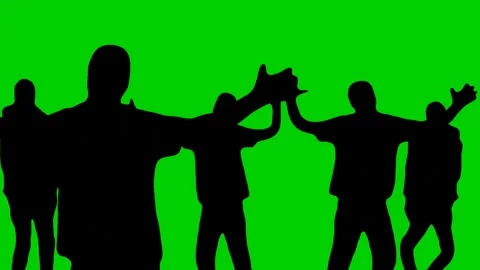 Zombie Silhouettes Walking on Green Screen Chroma Key Background Видео 265148968