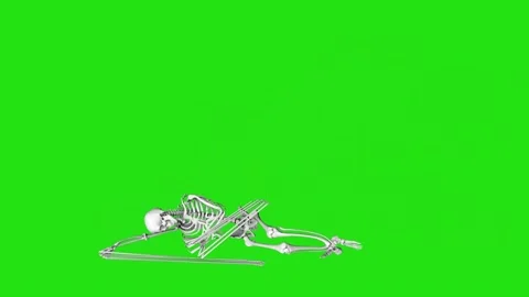 Zombie skeleton falls. Creepy skeleton with long fingers. Video for Halloween. Video stock 201285144