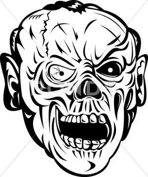 Zombie skull face monster. Stock Illustration