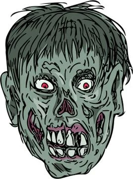 Zombie Skull Head Drawing Stock-Illustration