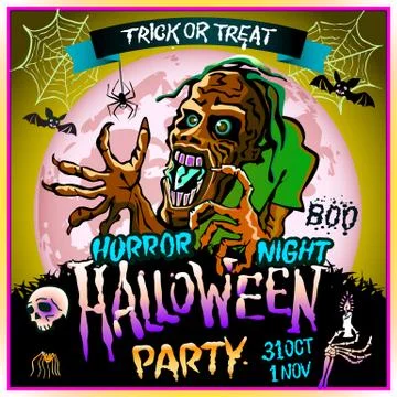 Zombie sneaks up on the background of a full moon, illustration on the them.. Stock Illustration