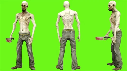 Zombie standing - seperated on green screen. Loopable. 4k. Stock Footage 87553805