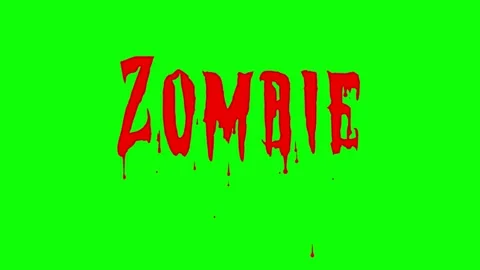 ZOMBIE text animation with realistic dripping blood on a green screen background Stock Footage 321001832