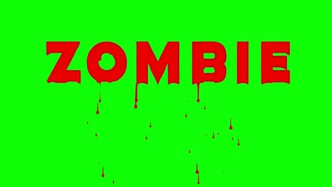 ZOMBIE text designed with flowing blood animation on a green background Stock Footage 321001836