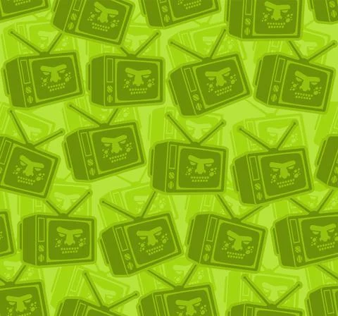 Zombie TV pattern seamless. Zombi televisor background. brainwashing concept. Illustration